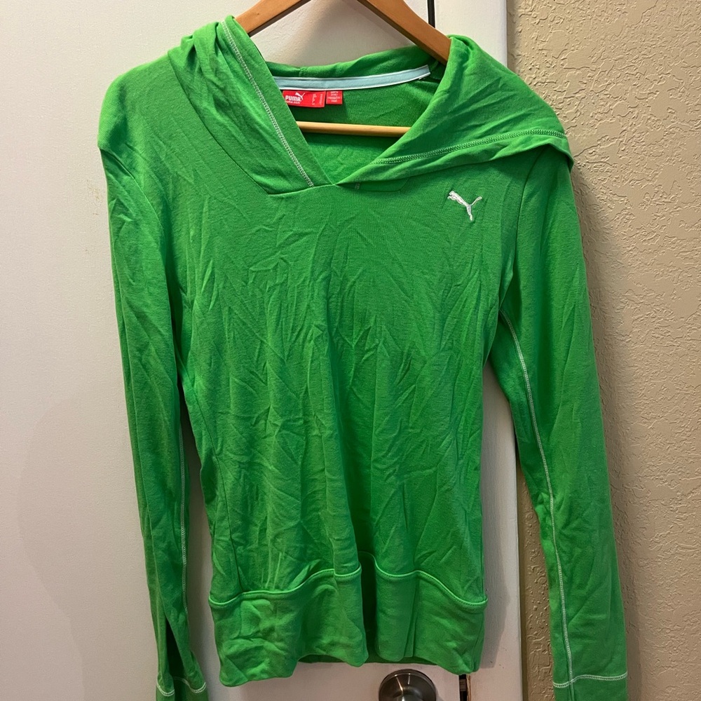 Puma Green Fitted Long Sleeve Shirt w Hood